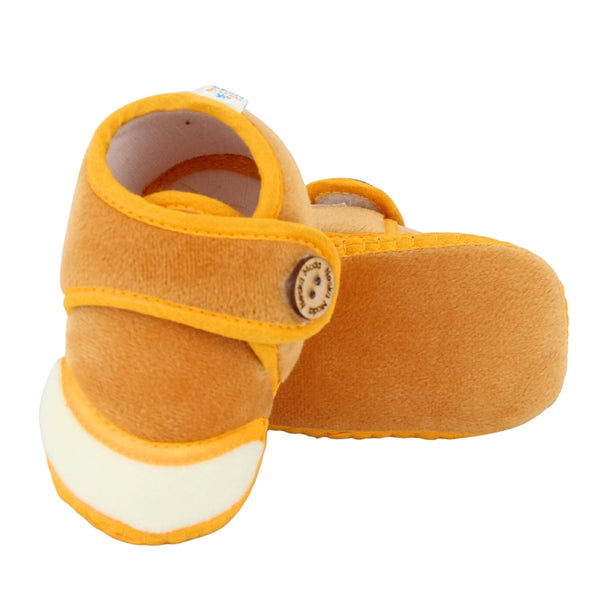 Baby Unisex Soft Velboa Brown,White Velcro Booties-BT5421