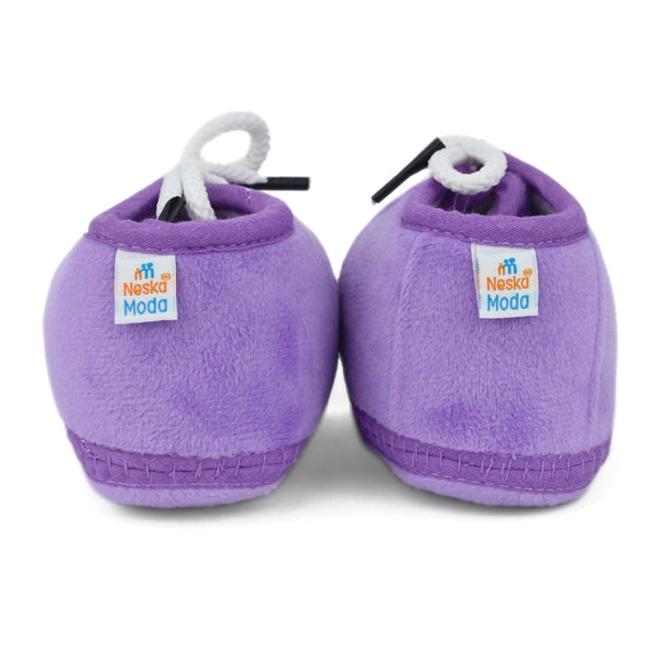 Baby Unisex Velboa Purple Lace Booties-BT5423