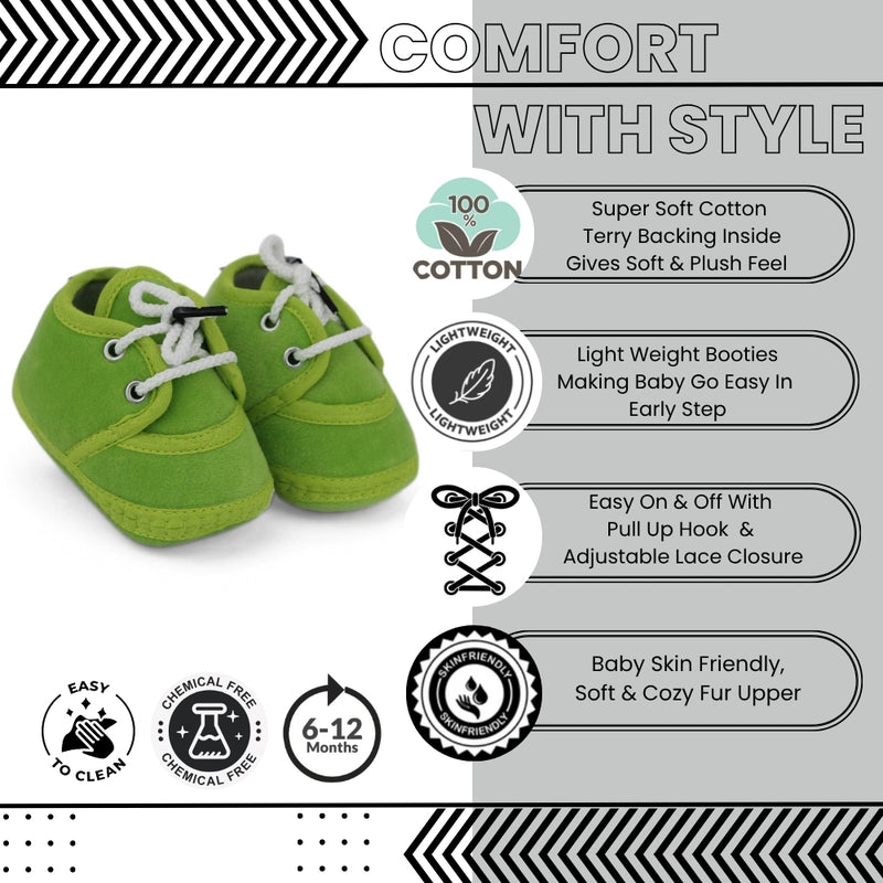 Baby Unisex Velboa Green Lace Booties-BT5424