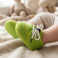 Baby Unisex Velboa Green Lace Booties-BT5424