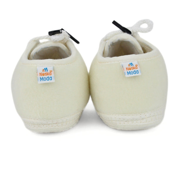 Baby Unisex Velboa White Lace Booties-BT5425
