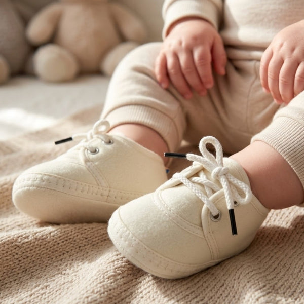 Baby Unisex Velboa White Lace Booties-BT5425