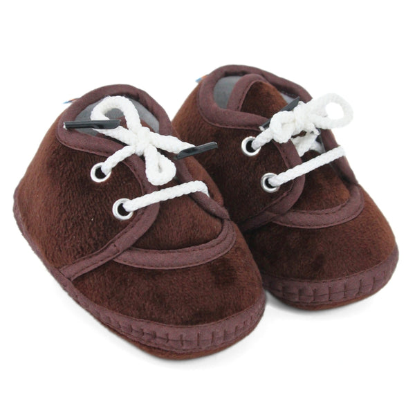 Baby Unisex Velboa Brown Lace Booties-BT5426