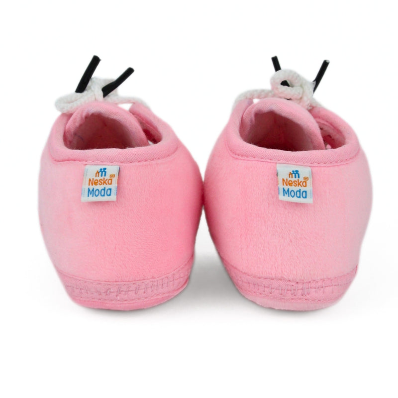 Baby Unisex Velboa Pink Lace Booties-BT5427