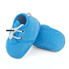 Baby Unisex Velboa Blue Lace Booties-BT5428