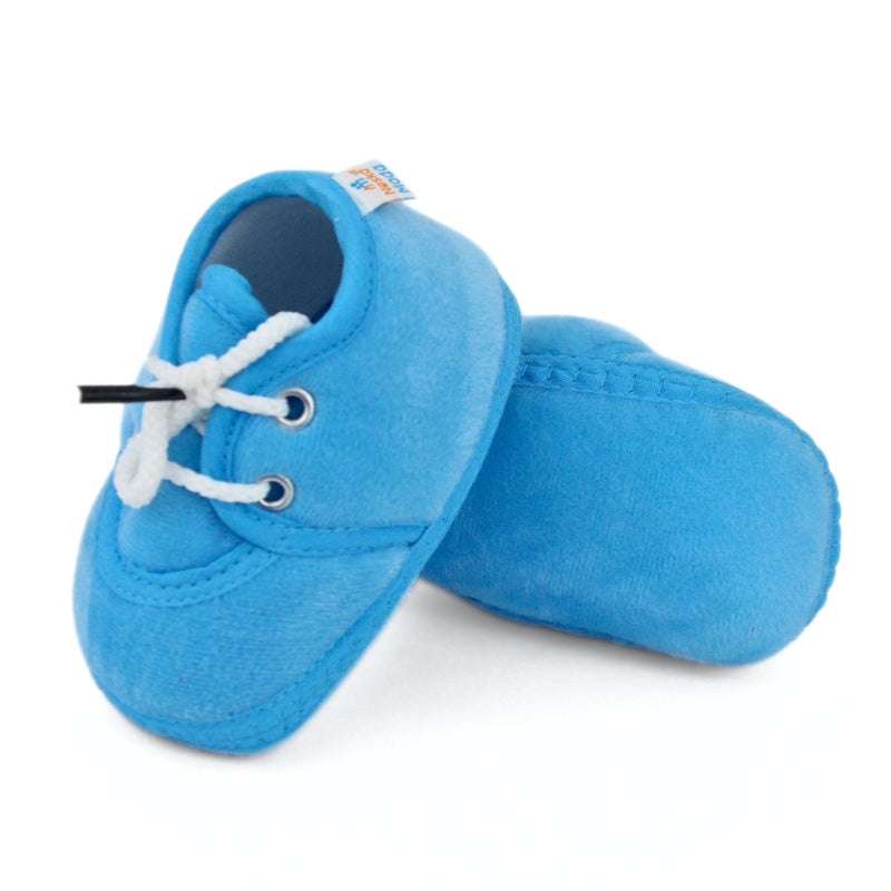Baby Unisex Velboa Blue Lace Booties-BT5428