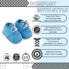 Baby Unisex Velboa Blue Lace Booties-BT5428
