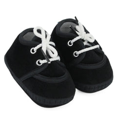 Baby Unisex Velboa Black Lace Booties-BT5429