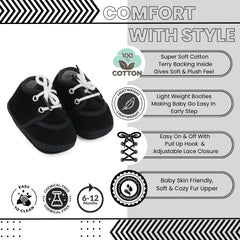 Baby Unisex Velboa Black Lace Booties-BT5429