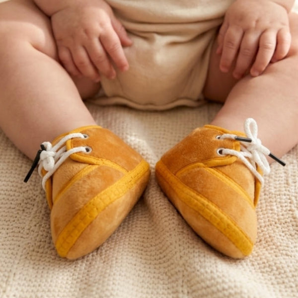 Baby Unisex Velboa Gold Lace Booties-BT5430
