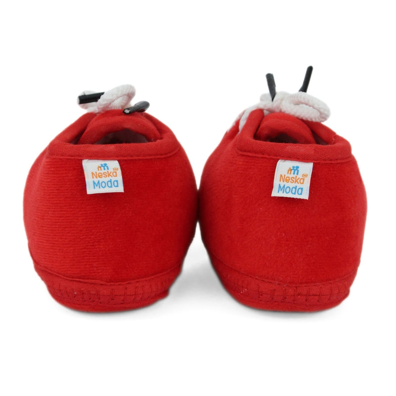 Baby Unisex Velboa Red Lace Booties-BT5431