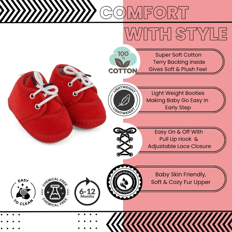 Baby Unisex Velboa Red Lace Booties-BT5431