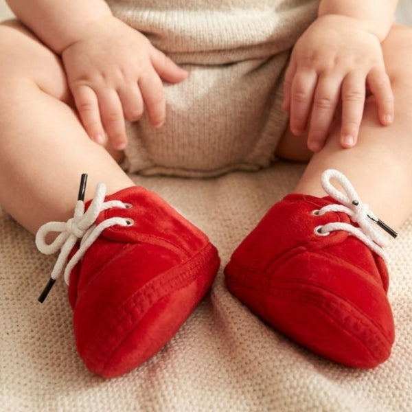 Baby Unisex Velboa Red Lace Booties-BT5431