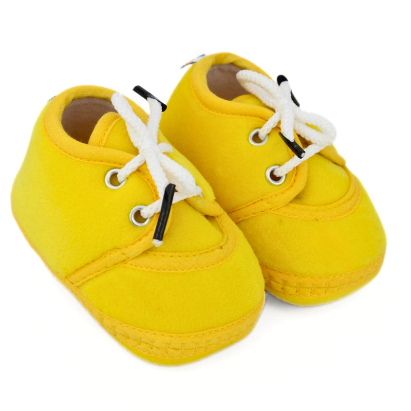 Baby Unisex Velboa Yellow Lace Booties-BT5432