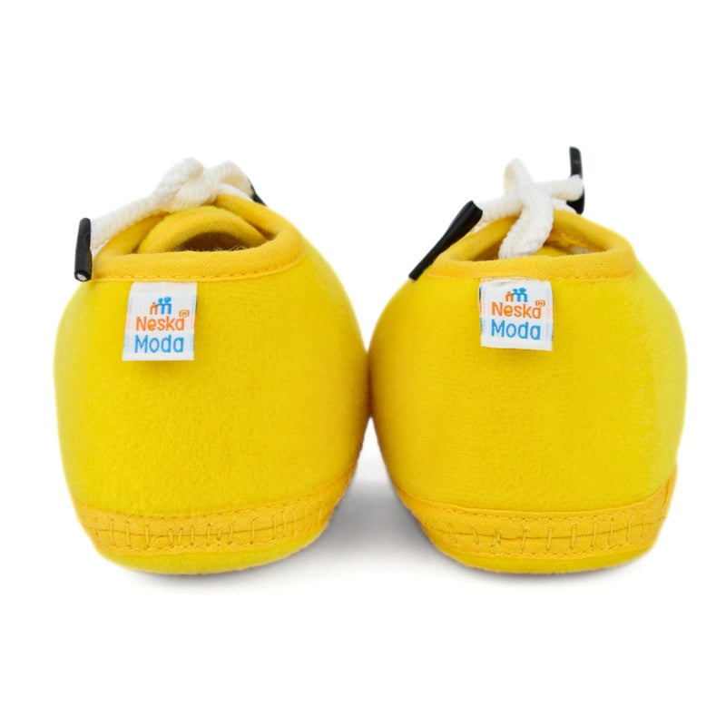 Baby Unisex Velboa Yellow Lace Booties-BT5432
