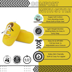 Baby Unisex Velboa Yellow Lace Booties-BT5432