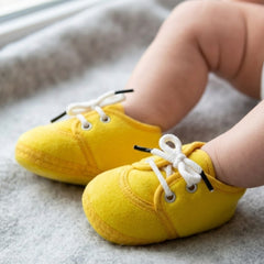 Baby Unisex Velboa Yellow Lace Booties-BT5432