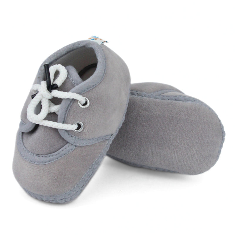 Baby Unisex Velboa Grey Lace Booties-BT5433