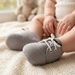 Baby Unisex Velboa Grey Lace Booties-BT5433