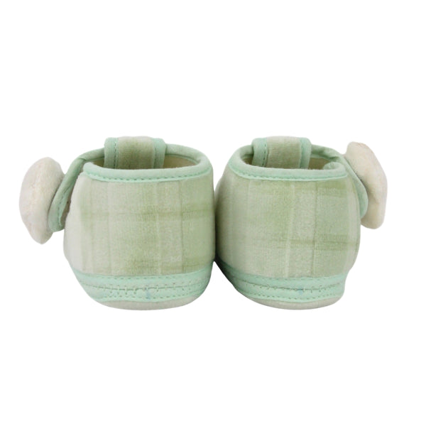 Baby Unisex Soft Fur Star Face Green Velcro Booties-BT5445
