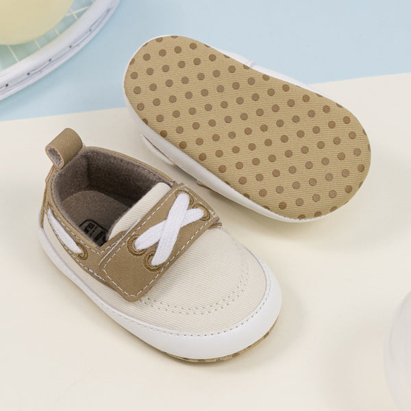Baby Unisex Velcro Anti Slip Beige Shoe Booties-BT5453