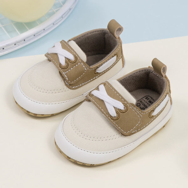 Baby Unisex Velcro Anti Slip Beige Shoe Booties-BT5453