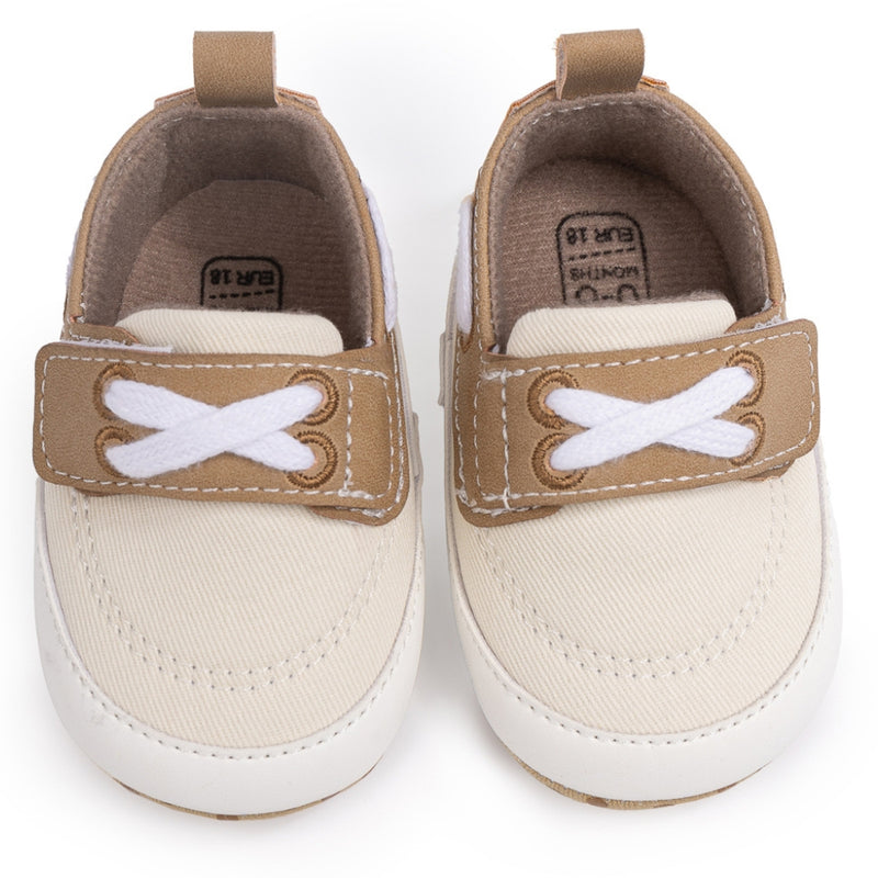 Baby Unisex Velcro Anti Slip Beige Shoe Booties-BT5453