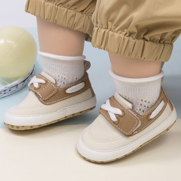 Baby Unisex Velcro Anti Slip Beige Shoe Booties-BT5453