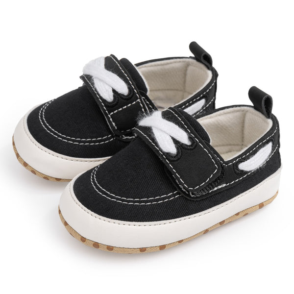 Baby Unisex Velcro Anti Slip Black Shoe Booties-BT5455