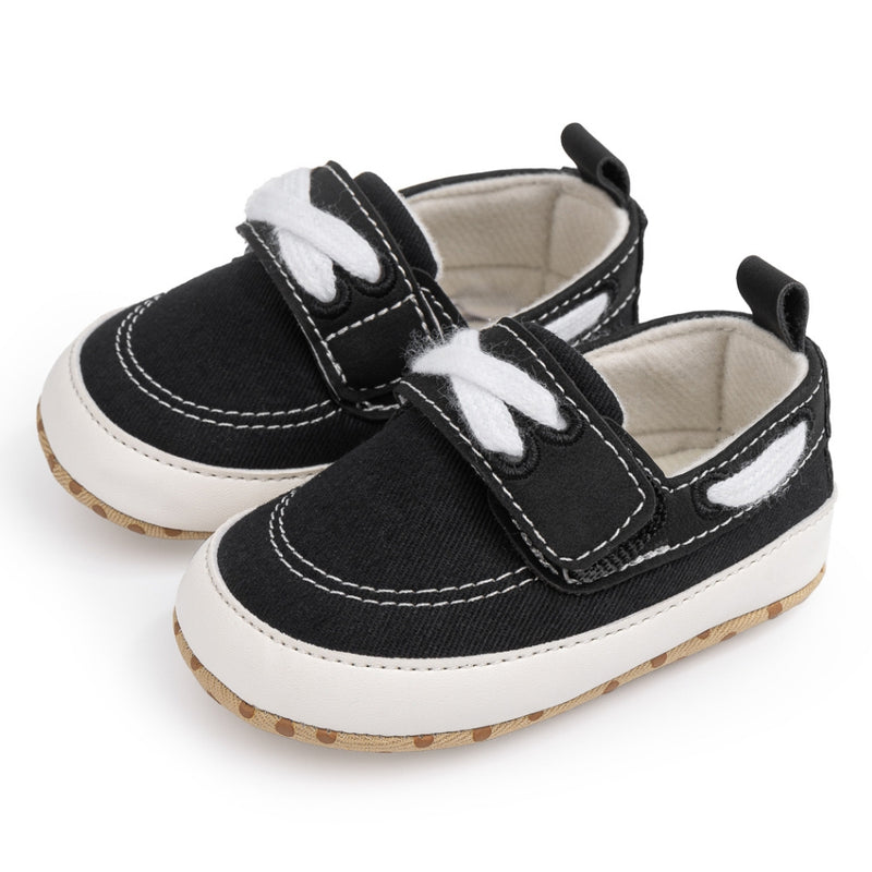 Baby Unisex Velcro Anti Slip Black Shoe Booties-BT5455