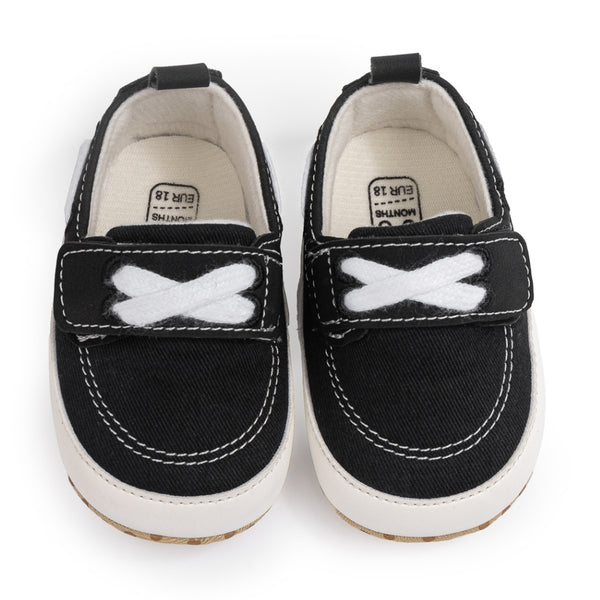 Baby Unisex Velcro Anti Slip Black Shoe Booties-BT5455