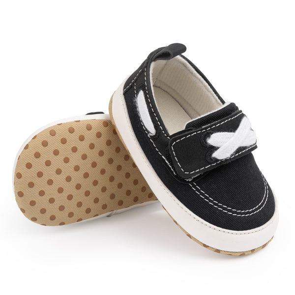 Baby Unisex Velcro Anti Slip Black Shoe Booties-BT5455