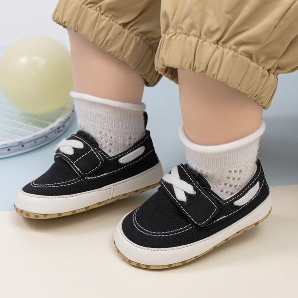 Baby Unisex Velcro Anti Slip Black Shoe Booties-BT5455