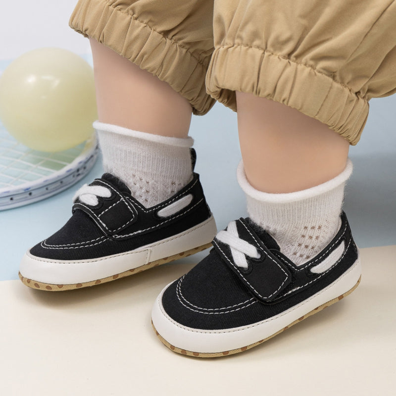 Baby Unisex Velcro Anti Slip Black Shoe Booties-BT5455