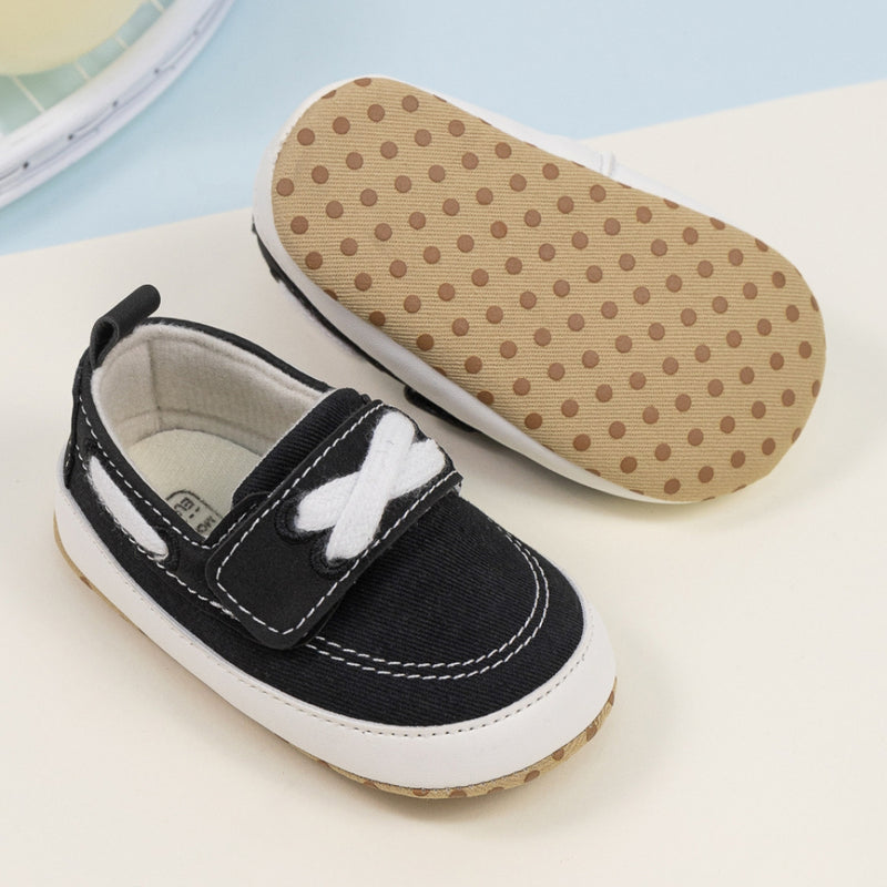 Baby Unisex Velcro Anti Slip Black Shoe Booties-BT5455