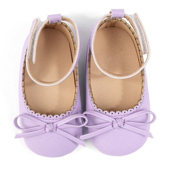 Baby Girls Bow Velcro Purple Bellies Booties-BT5456