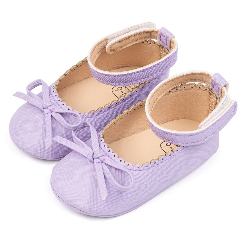 Baby Girls Bow Velcro Purple Bellies Booties-BT5456