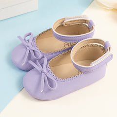 Baby Girls Bow Velcro Purple Bellies Booties-BT5456