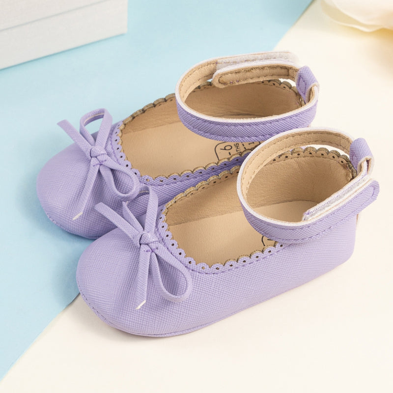 Baby Girls Bow Velcro Purple Bellies Booties-BT5456