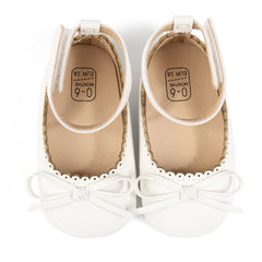 Baby Girls Bow Velcro White Bellies Booties-BT5459