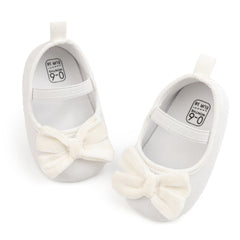 Baby Girls Bow Slip On Anti Skid White Bellies Booties-BT5460