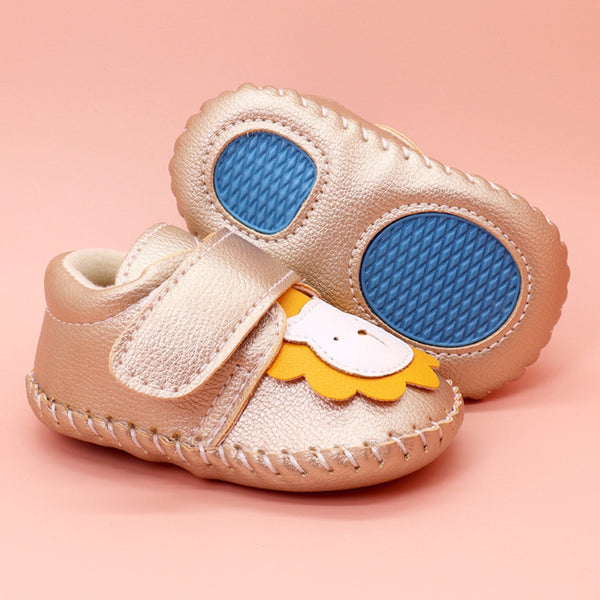 Baby Unisex Lion Face Anti Slip Velcro Gold Shoe Booties-BT5463