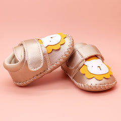 Baby Unisex Lion Face Anti Slip Velcro Gold Shoe Booties-BT5463