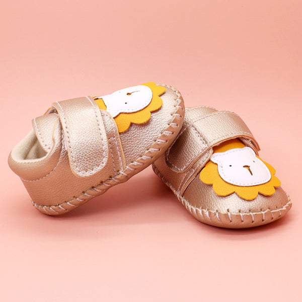 Baby Unisex Lion Face Anti Slip Velcro Gold Shoe Booties-BT5463