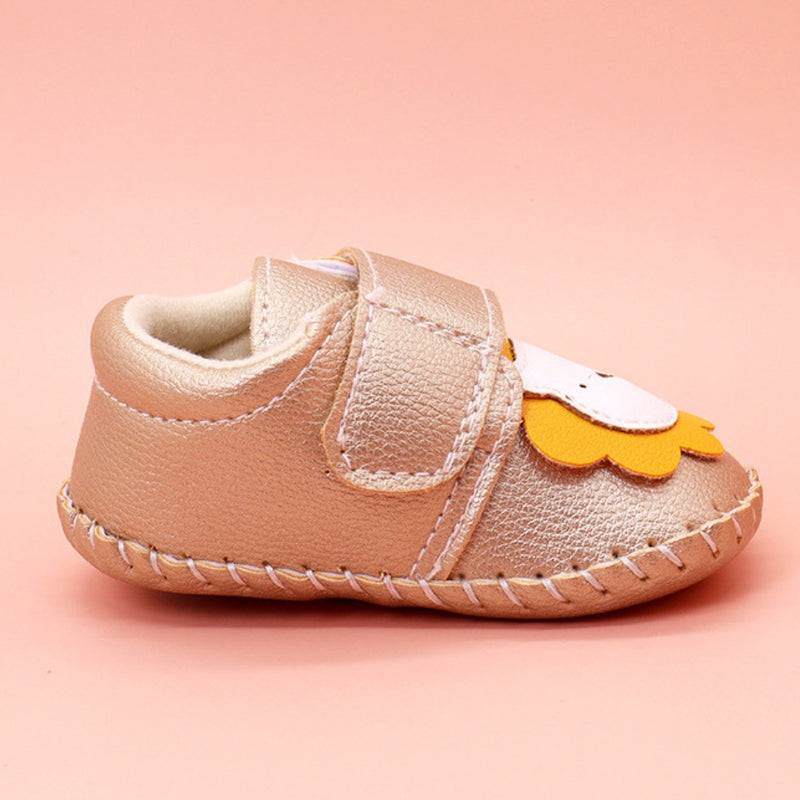 Baby Unisex Lion Face Anti Slip Velcro Gold Shoe Booties-BT5463