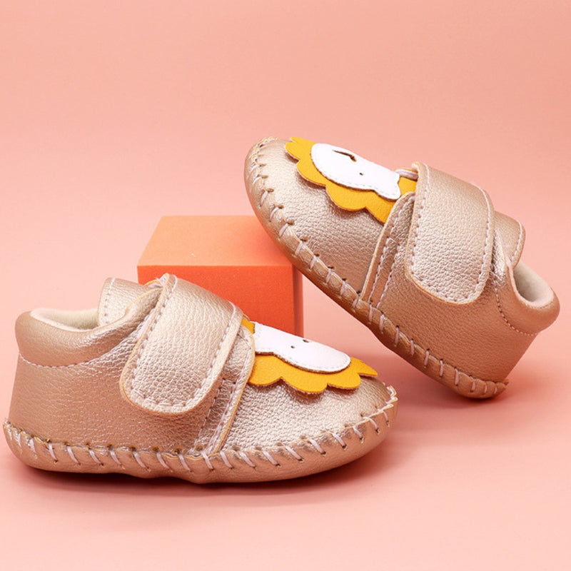 Baby Unisex Lion Face Anti Slip Velcro Gold Shoe Booties-BT5463