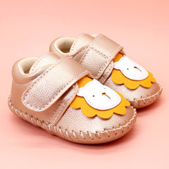Baby Unisex Lion Face Anti Slip Velcro Gold Shoe Booties-BT5463