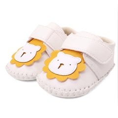 Baby Unisex Lion Face Anti Slip Velcro White Shoe Booties-BT5464