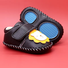 Baby Unisex Lion Face Anti Slip Velcro Black Shoe Booties-BT5465