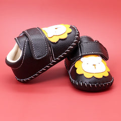 Baby Unisex Lion Face Anti Slip Velcro Black Shoe Booties-BT5465